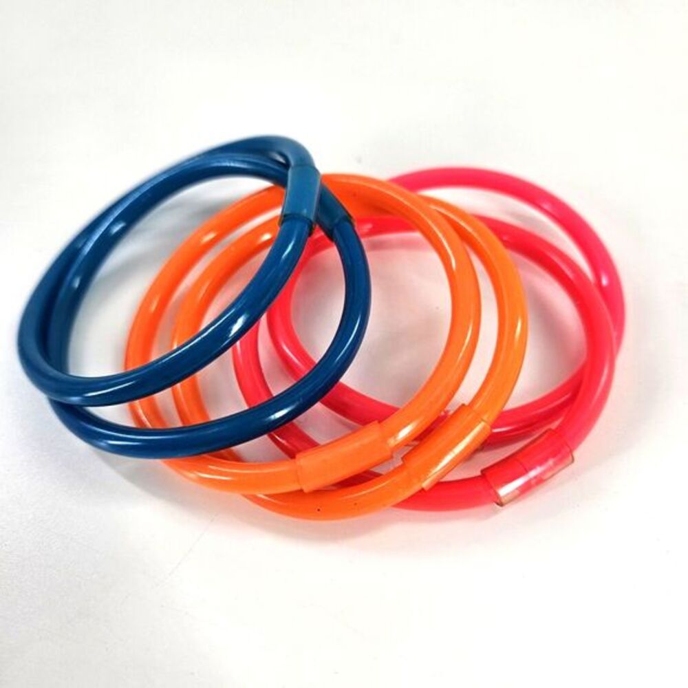 Lot of 6 Vintage 1980s Chunky Thick Plastic Jelly Stacking Bracelets Bendy Rave‎
